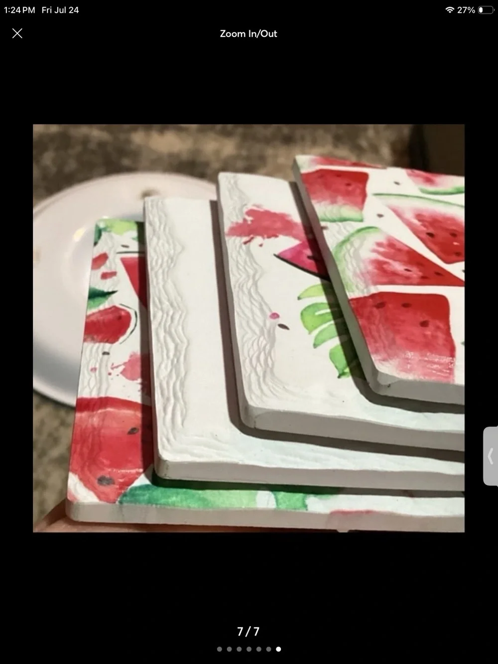 Watermelon ceramic serveware Coasters S/4, Martha Stewart Cocottes (2) Summer